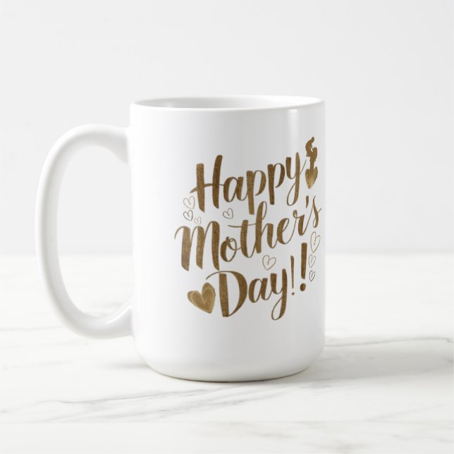 Glad mors dag Guldskrift Hjarta Kaffemugg (Vänster)