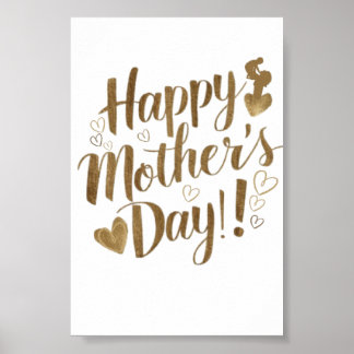 Glad mors dag Guldskrift Hjärtat Poster
