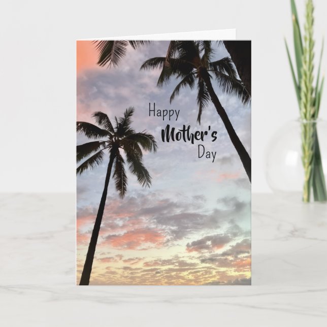Glad mors dag hawaiisk solnedgång kort (Framsida)