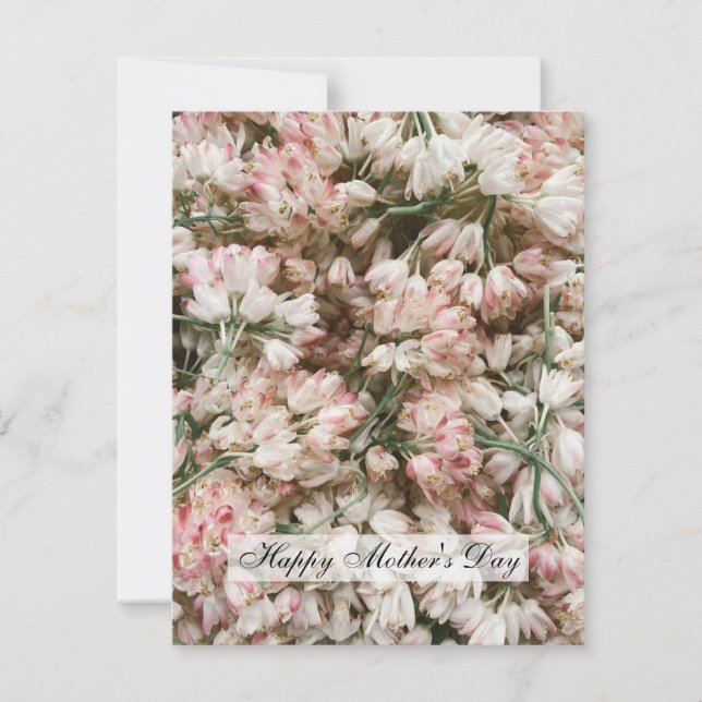 Glad mors dag hög med blommor platt kort (Framsida)