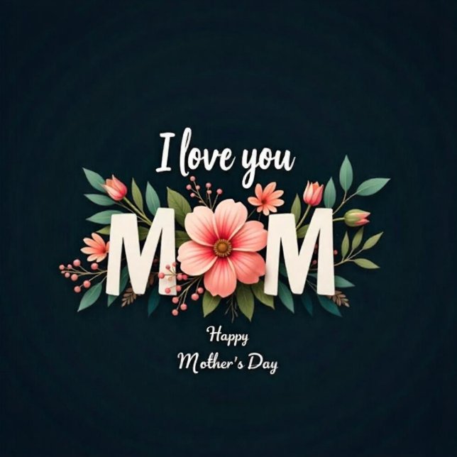 Glad mors dag  julkort (I Love You Mom Text!)