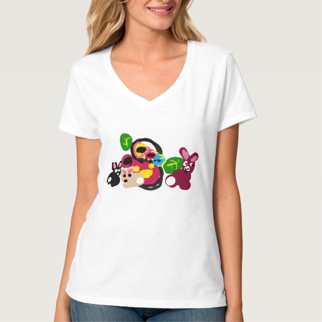 Glad mors dag kaniner och kanin  t shirt (Framsida)