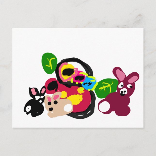 Glad mors dag kaniner och kanin  vykort (Framsida)