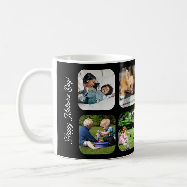 Glad mors dag kärlek mamma foto svart vitt kaffemugg (Vänster)