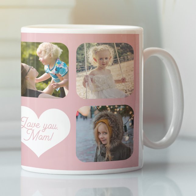 Glad mors dag kärlek mamma fotokollage rosa kaffemugg (Skapare uppladdad)