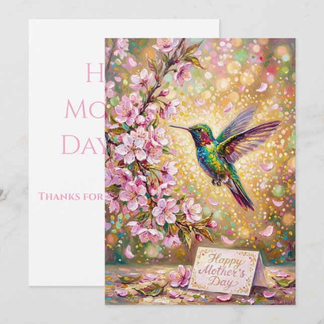 Glad mors dag Kolibri-kort Kort (Fram/baksida)