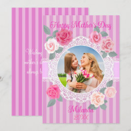 Glad Mors dag-kort med rosa rosor Kort