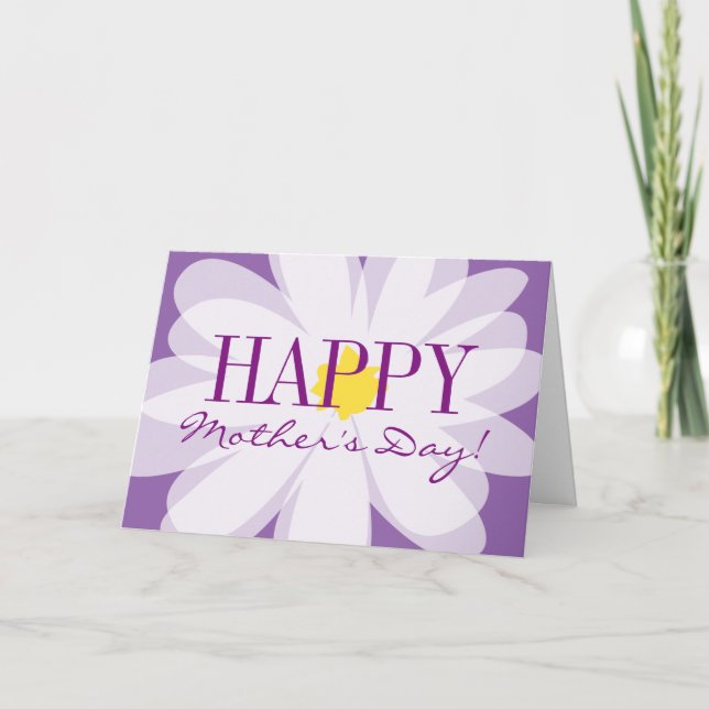 Glad mors dag lila blommig gratulationskort kort (Framsida)