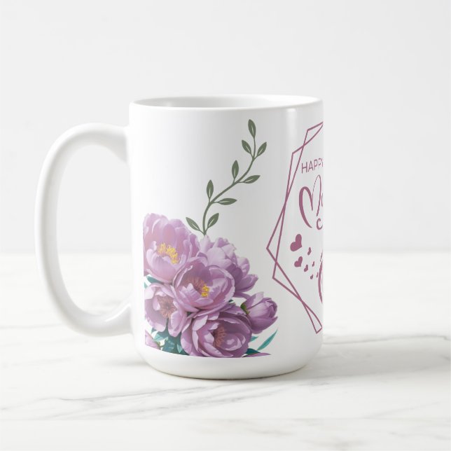Glad mors dag lila design kaffemugg (Vänster)