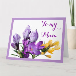 Glad mors dag lila gul krokus blomster kort