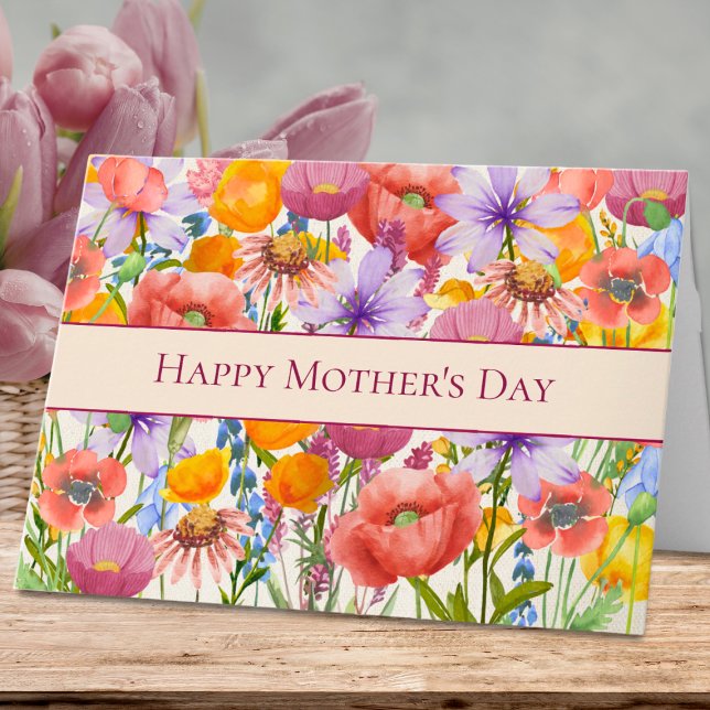 Glad mors dag Livlig blommönster Kort (Skapare uppladdad)