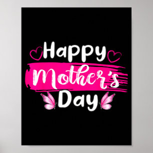 Glad mors dag mamma älskar mamma hjärtan fjäril poster