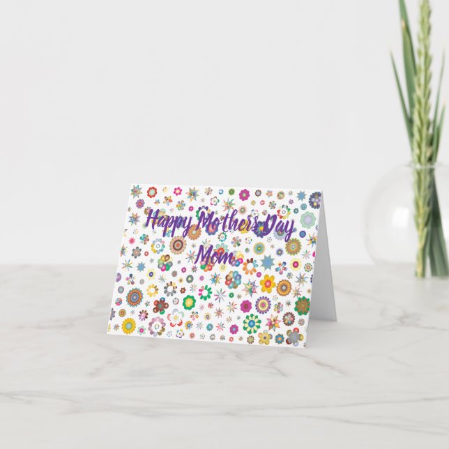 Glad mors dag Mamma Blommigt Mönster Kort (Framsida)