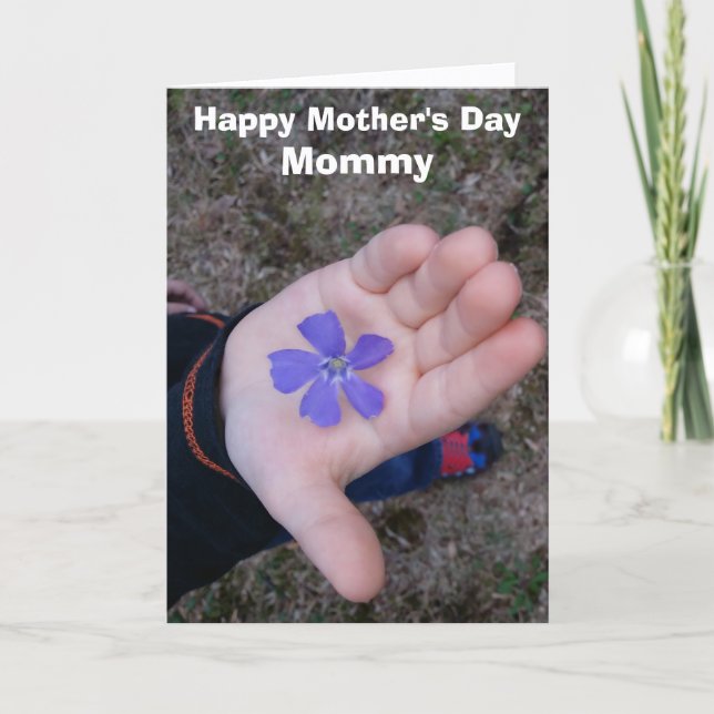 Glad mors dag Mamma från Barn Lila Blomma Kort (Framsida)