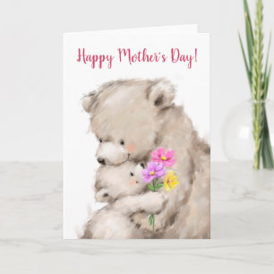 Glad mors dag, mamma och björnunge kramas kort