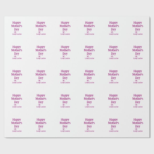 Glad mors dag mauve kärlek namn kvinnlig skylt tit presentpapper (Platt)