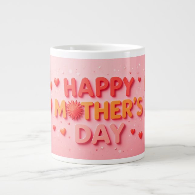 Glad mors dag med hjärtan jumbo mugg (Framsidan)