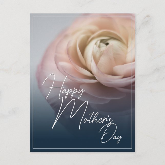 Glad mors dag med stor rosa ros helg vykort (Framsida)