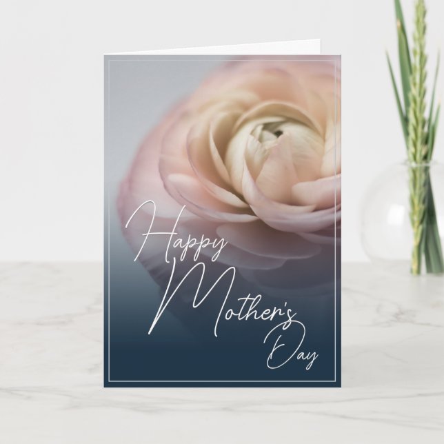 Glad mors dag med stor rosa ros kort (Framsida)