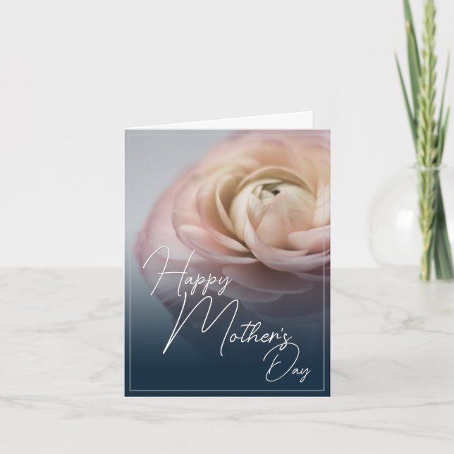 Glad mors dag med stor rosa ros kort (Framsida)