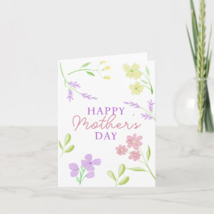 Glad mors dag Mjuk blomstermålning i pastell Kort