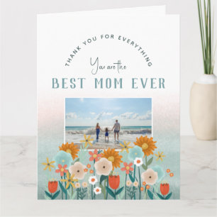 Glad mors dag Modernt bästa mamma Blommig Foto Kort