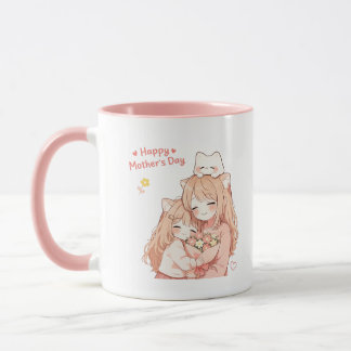 Glad mors dag-mugg – Söt katt & blommor present Mugg