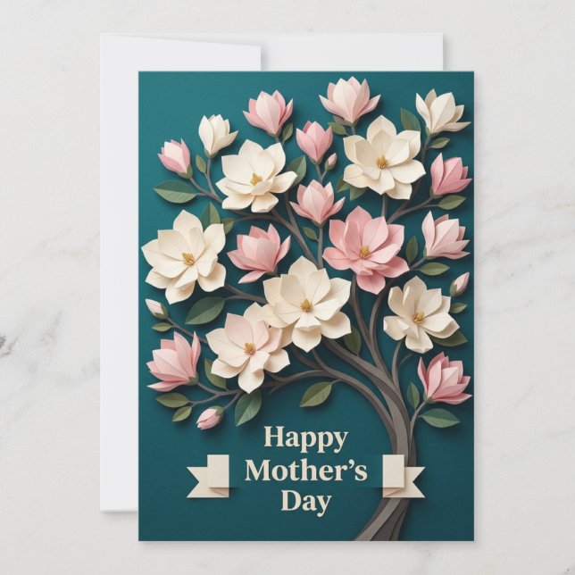 Glad mors dag Origami-magnoliakort Kort (Framsida)