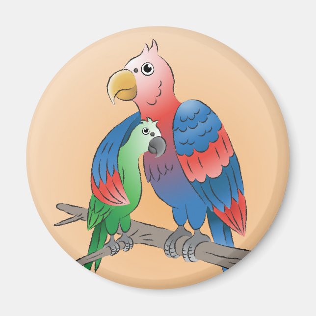 Glad mors dag Papegojor Magnet (Framsidan)