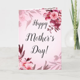 Glad mors dag presentkort Blommig Rosa Röd Söt Helgkort