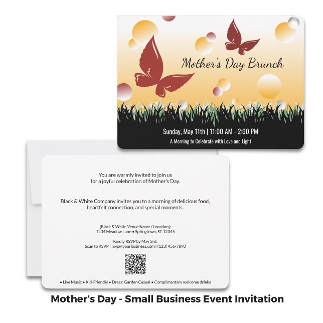 Glad mors dag Röda fjärilar affärsevenemang Inbjudningar (Happy Mother's Day Red Butterflies Business Event Invitation)