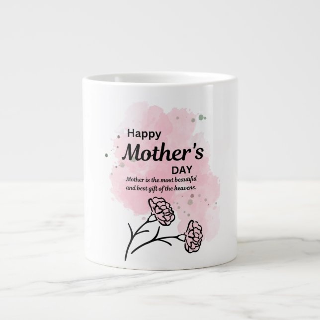 Glad mors dag Rosa blommig kaffemug Jumbo Mugg (Framsidan)