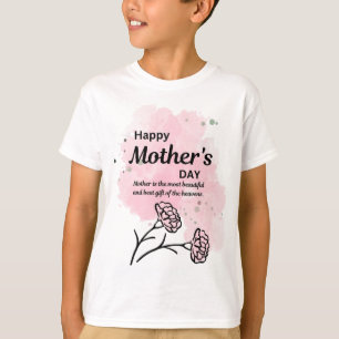 Glad mors dag Rosa blommig pojk-tröja T Shirt