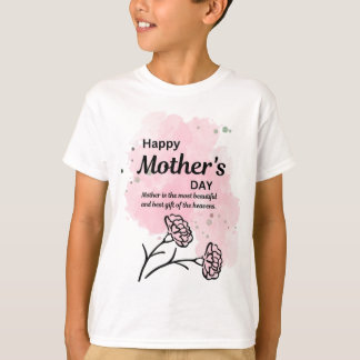 Glad mors dag Rosa blommig pojk-tröja T Shirt