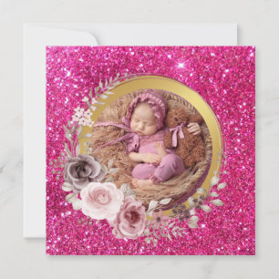 Glad mors dag rosa glitterfoto  julkort