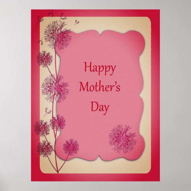 Glad mors dag Rosa kant och maskrosfrön Poster (Framsidan)