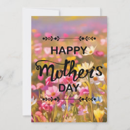 Glad mors dag Rosa vilda blommor Fält 2025 Julkort