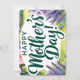 Glad mors dag Rose Graden Fjärilar Grön  Julkort