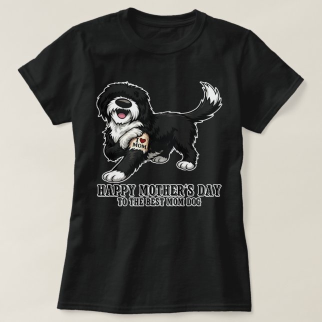 Glad mors dag Sheepadoodle Mamma Hund  T Shirt (Design framsida)