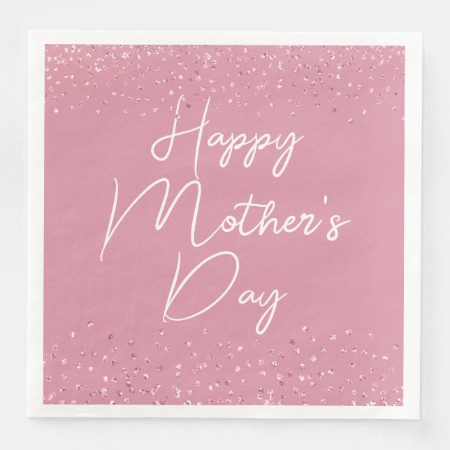 Glad mors dag skrift på rosa pappersservett (Framsida)