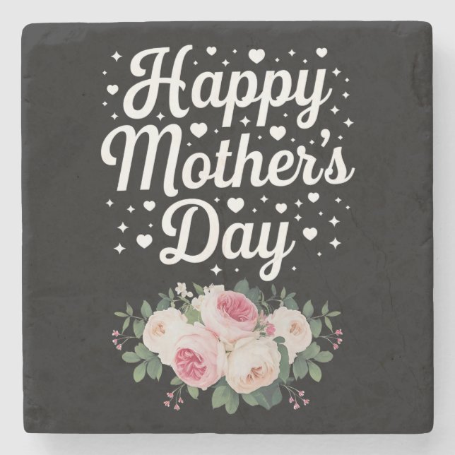 Glad mors dag Söt blommig mamma farmor fru Stenunderlägg (Framsidan)