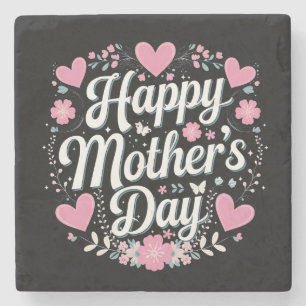 Glad mors dag Söt blommig mamma farmor Stenunderlägg