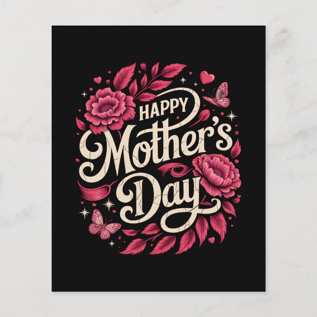 Glad mors dag Söt Blommig Mamma Flygblad (Baksidan)