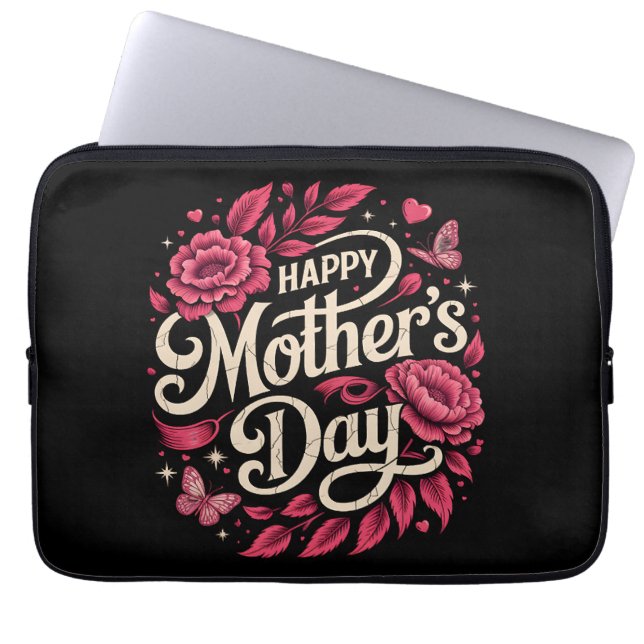 Glad mors dag Söt Blommig Mamma Laptop Fodral (Framsidan)
