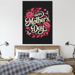 Glad mors dag Söt blomster mamma Canvastryck