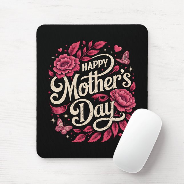 Glad mors dag Söt blomster mamma Musmatta (Med mus)