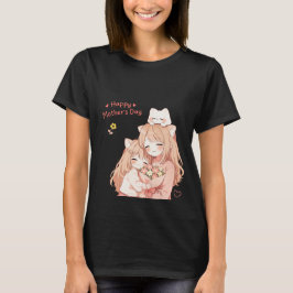 Glad mors dag – Söt katt & blommor T-shirt