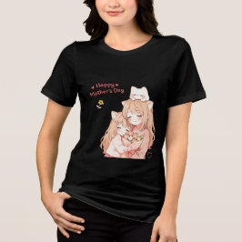 Glad mors dag – Söt katt & blommor T-shirt