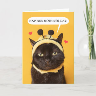 Glad mors dag Söt katt i Humlebi-Hatt Hum Helgkort