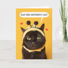 Glad mors dag Söt katt i humlebihatt Hum Helgkort